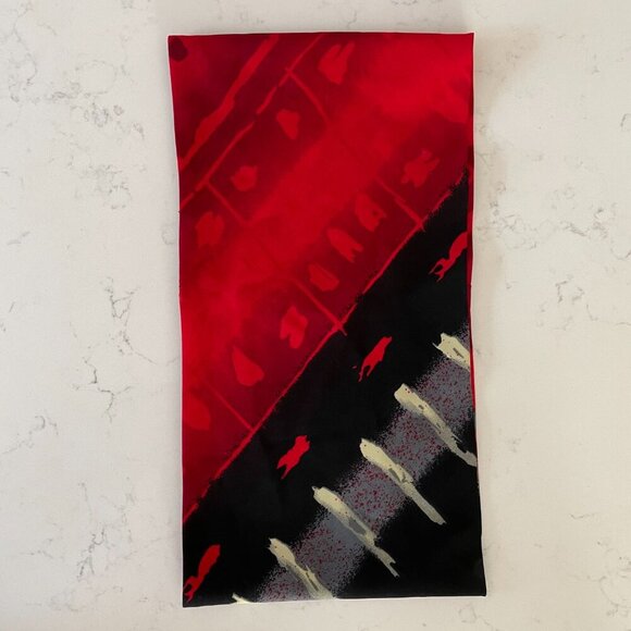 Art Deco Inspired Lightweight Abstract Print Infinity Scarf Colorful Red Blk OS - Picture 3 of 7
